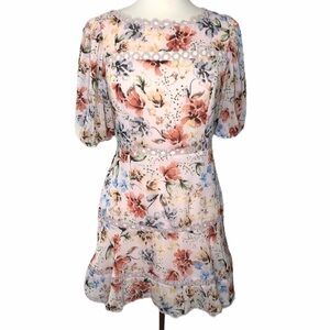 Nwt Crosby & Spring tiered puff 3/4 sleeve dress SZ L REG $178